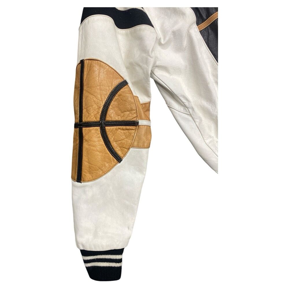 Vintage Michael Alle Manufacturers Leather Basketball Jacket Men's Sz Med. *READ - Picture 13 of 13